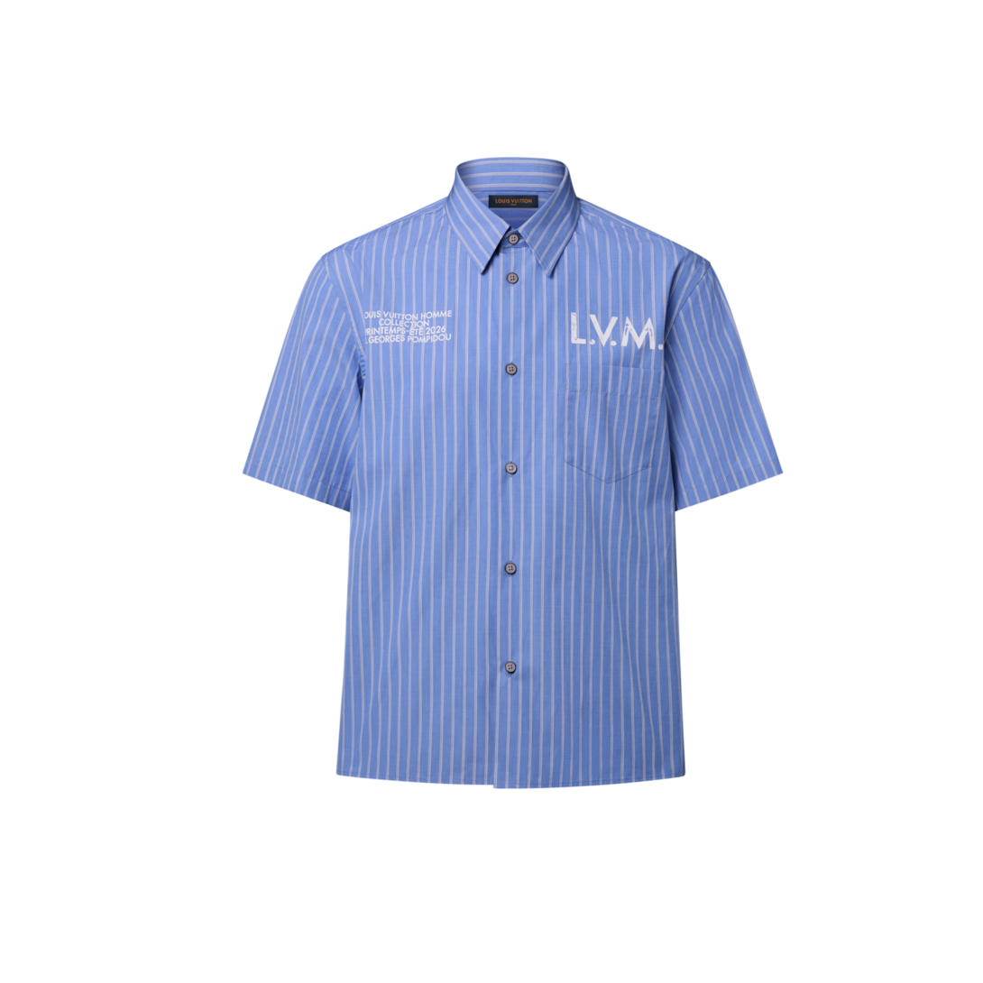 中古 ルイ・ヴィトン ワックス ショートスリーブ シャツ メンズ ブルー系 青 Lサイズ コットン HLS72W 古着 アパレル トップス ショートスリーブシャツ ｜ルイ・ヴィトン 公式サイト - 1AJURI